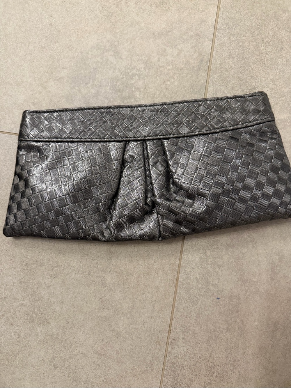 Woven Leather Clutch Bag in Black